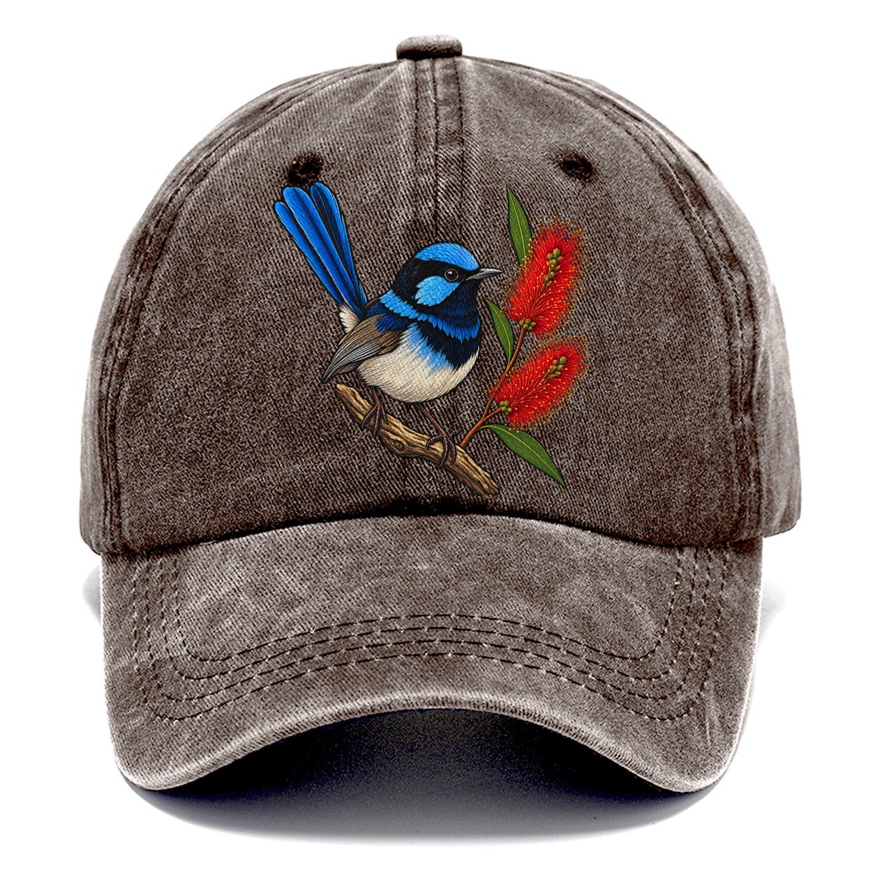 Superb Fairywren And Bottlebrush Australia Cultural Icons Classic Cap – Brown