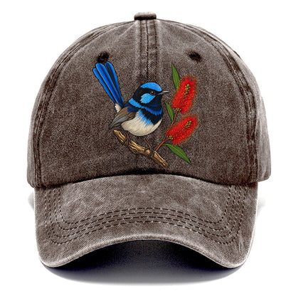 Superb Fairywren And Bottlebrush Australia Cultural Icons Classic Cap – Brown