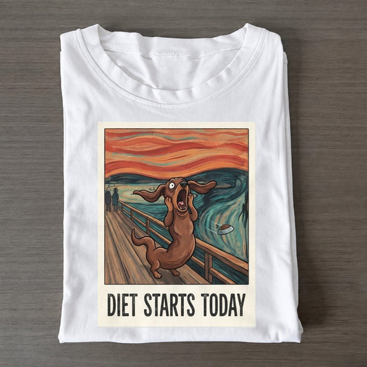 Dachshund Scream Diet Starts Today Scream Classic T-shirt – White