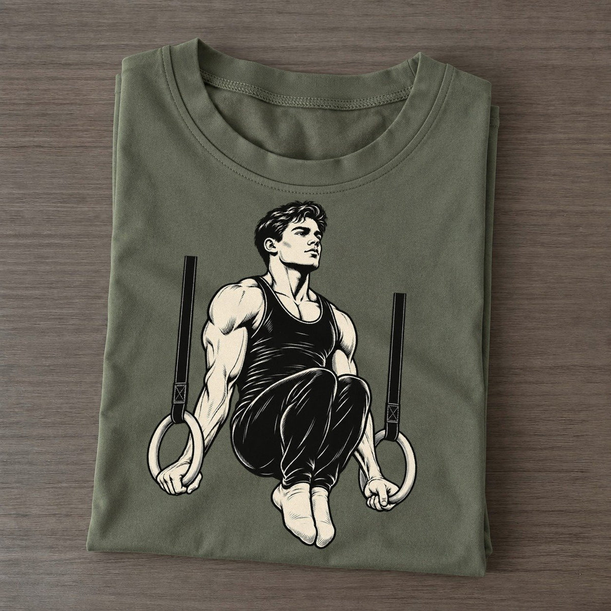 Gymnast Rings Support Global Sports Ink Figures Classic T-shirt – Army Green