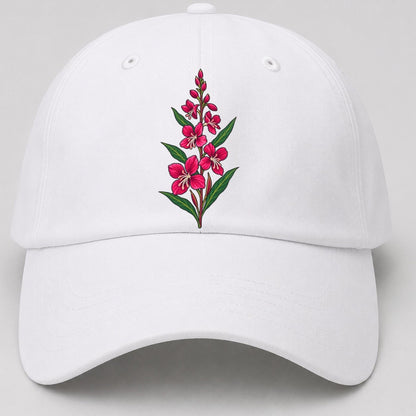 Yukon Fireweed Spike Canada Cultural Icons Baseball Cap – White