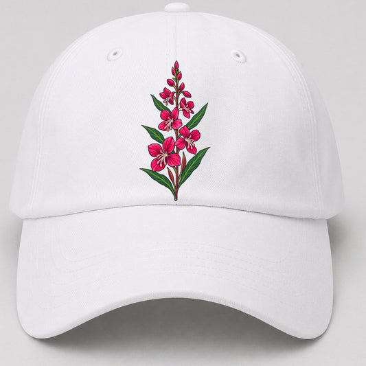 Yukon Fireweed Spike Canada Cultural Icons Baseball Cap – White