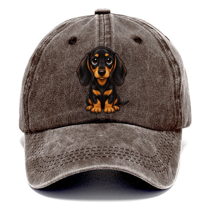 Dachshund Sitting Sweetheart Classic Cap – Brown