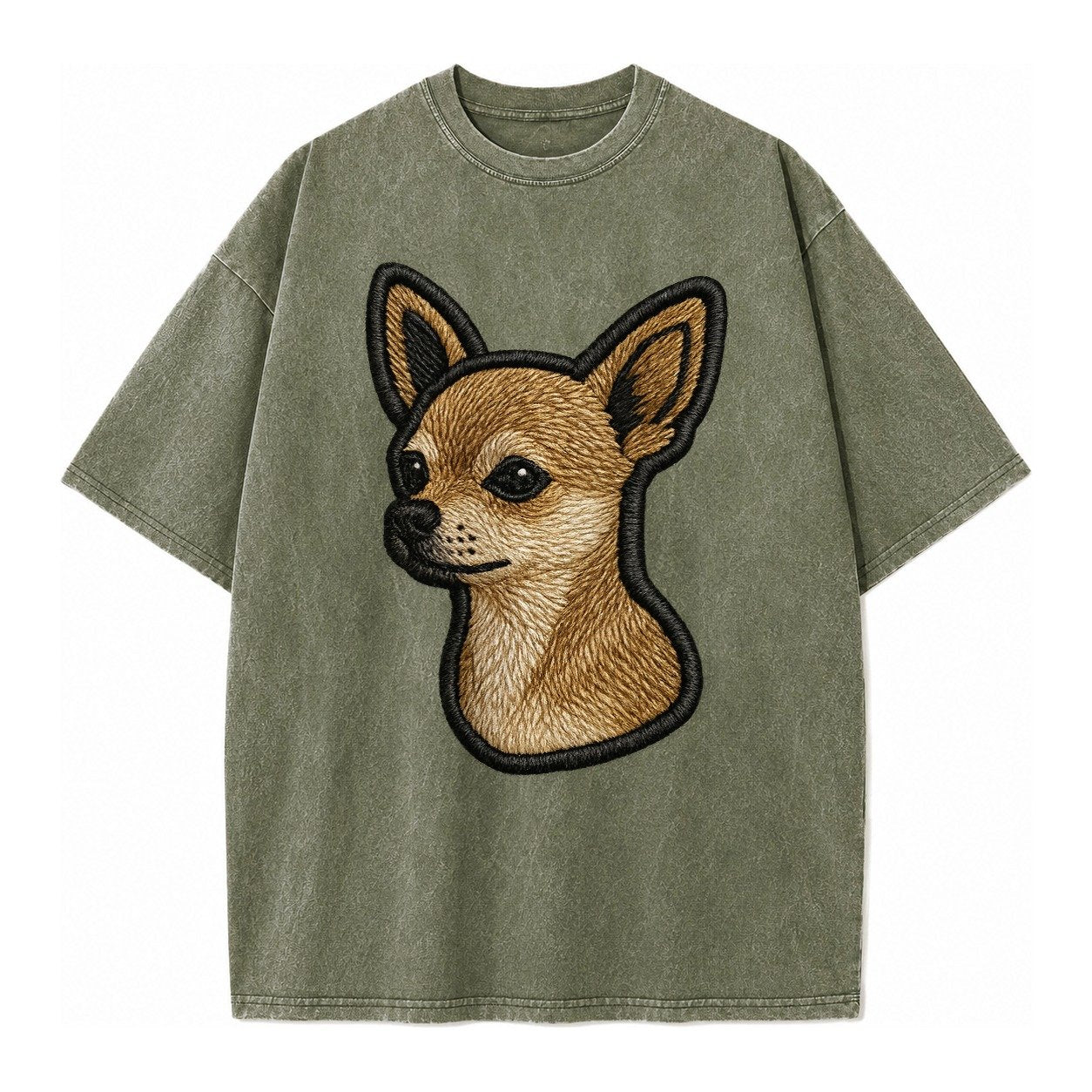 Chihuahua Logo Vintage T-shirt – Army Green