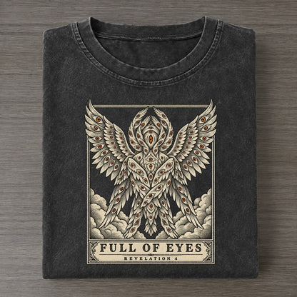 Full Of Eyes Sixfold Wings Vintage T-shirt – Black