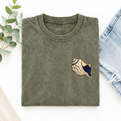 Ritual Conch Curl Left Chest Vintage T-shirt – Army Green