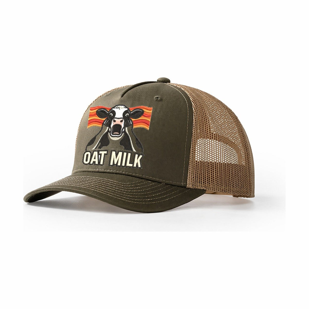 Cow Scream Oat Milk Scream Trucker Hat – Olive Khaki