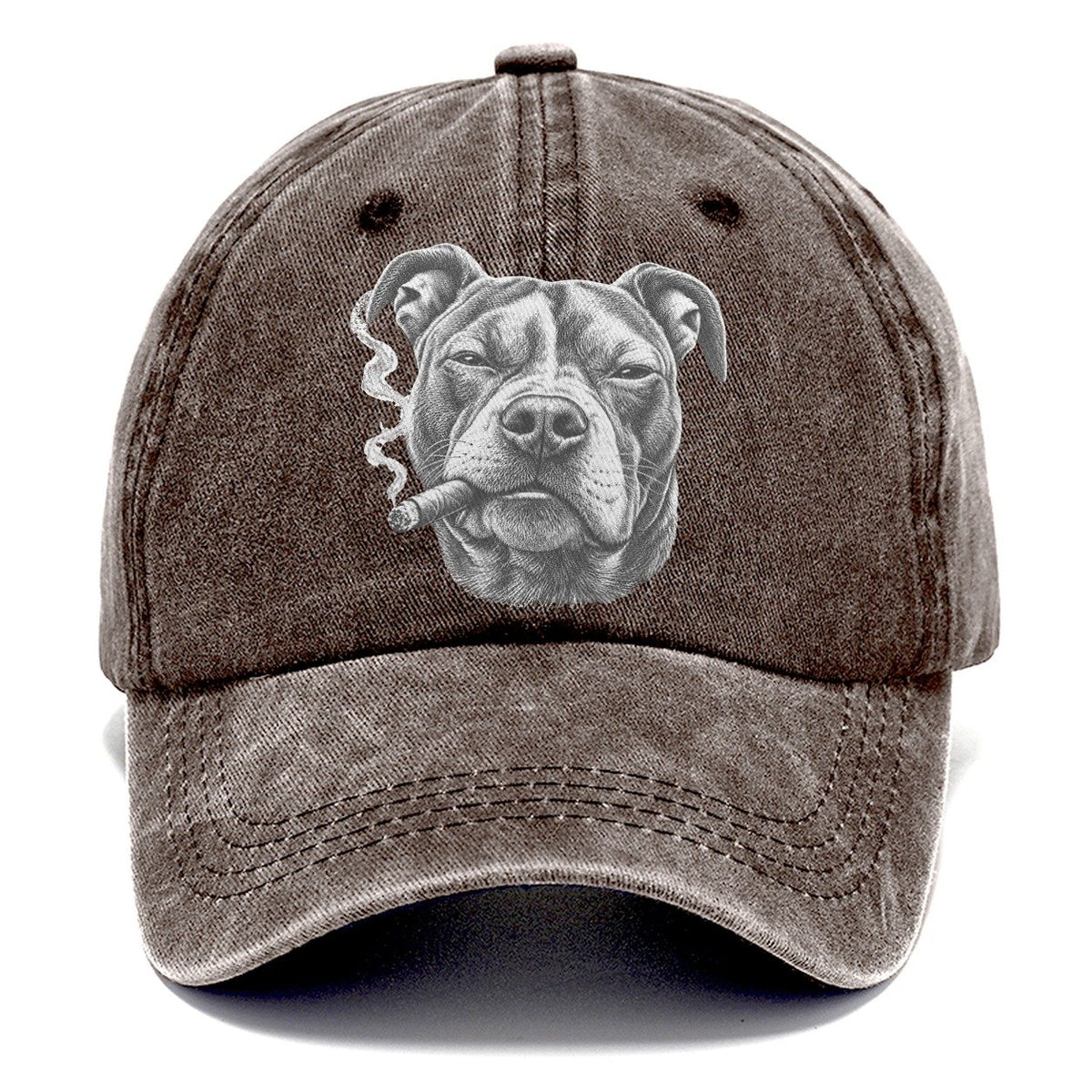 Pit Bull Terrier A Lit Cigar Smoking Dogs Smoking Dogs Portraits Classic Cap – Brown