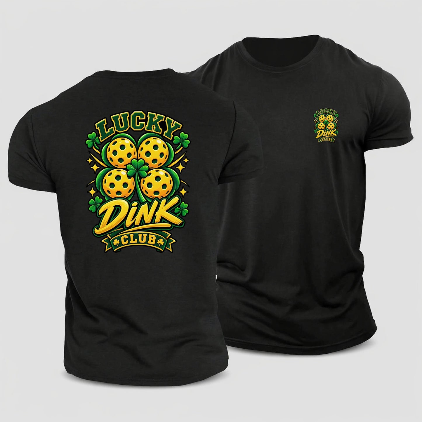 Lucky Dink Club Pickleball Life Cotton T-Shirt – Black