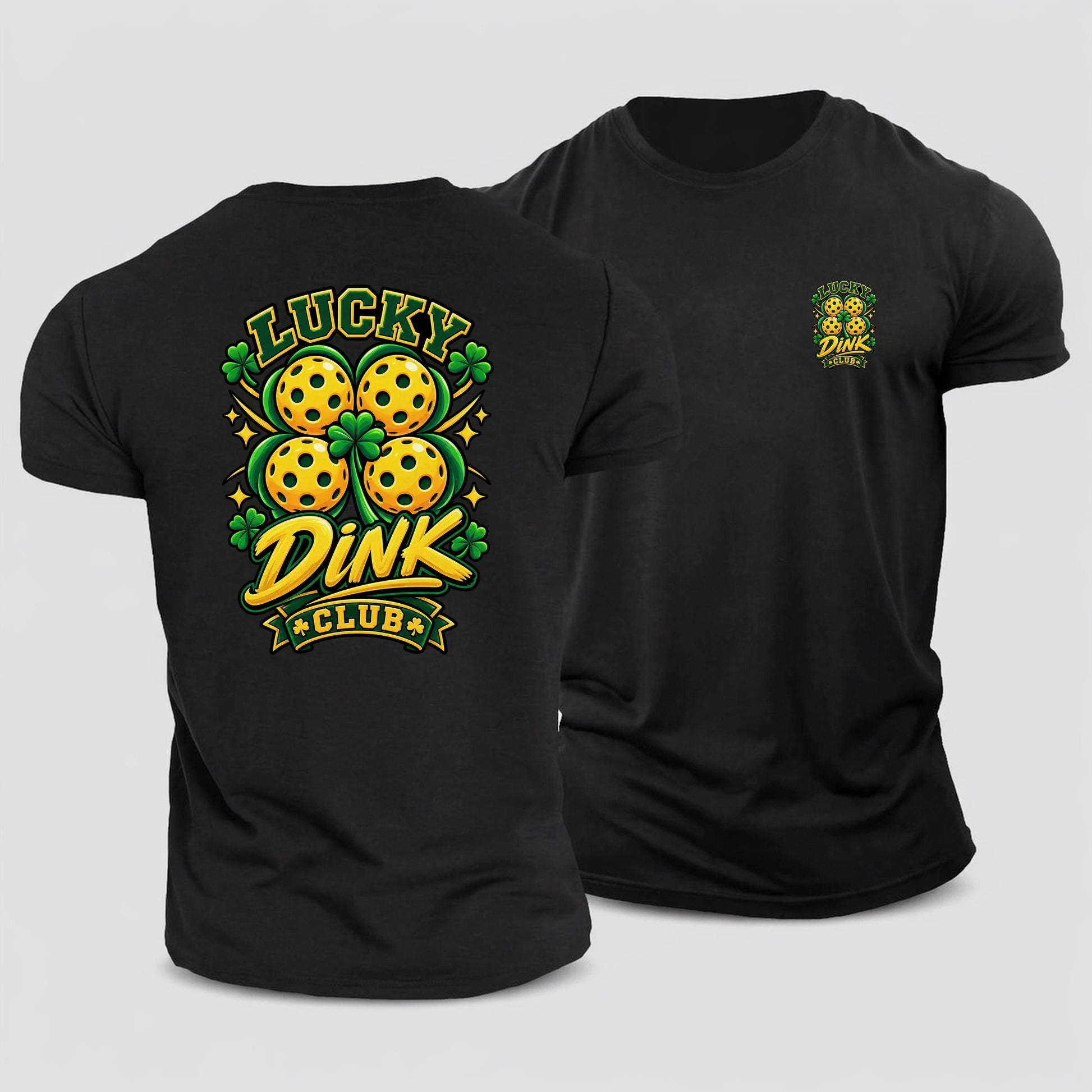 Lucky Dink Club Pickleball Life Cotton T-Shirt – Black