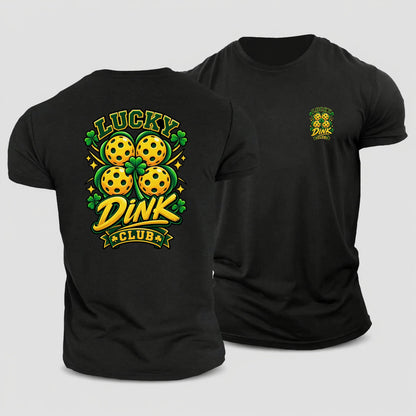 Lucky Dink Club Pickleball Life Cotton T-Shirt – Black