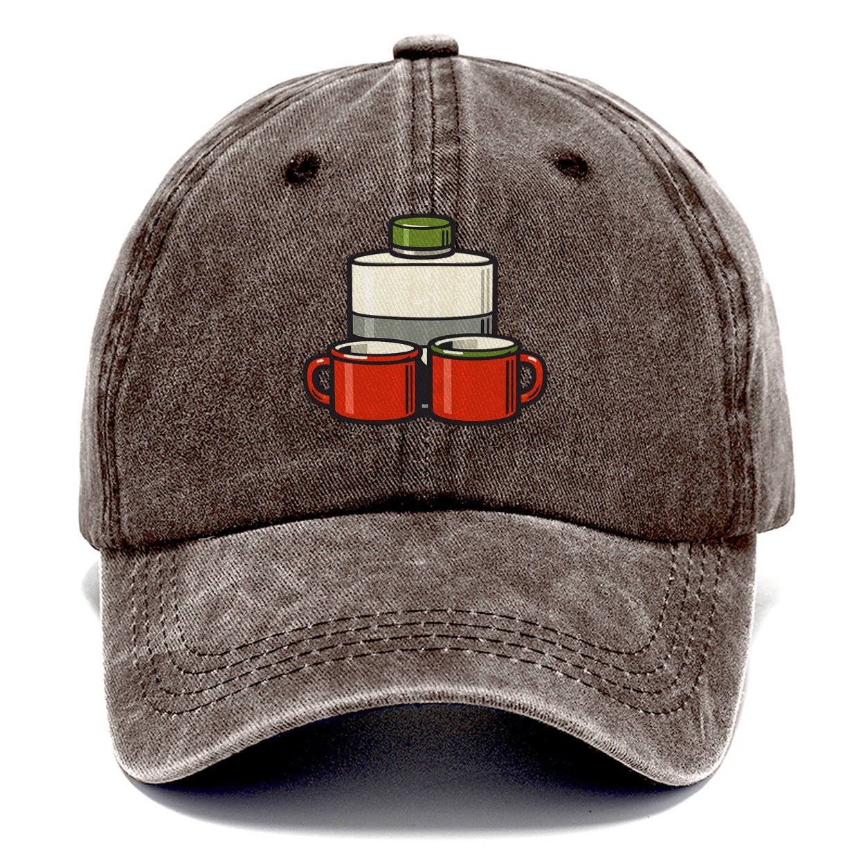 Flask And Two Mugs Geocaching Classic Cap – Brown