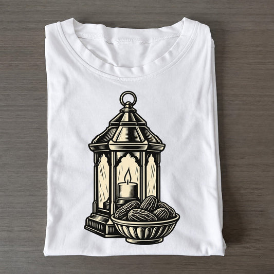Muslim Ramadan Lantern And Dates World Faiths Ink Figures Classic T-shirt – White