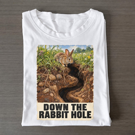 Rabbit Down The Rabbit Hole Animal Puns Vol. 2 Classic T-shirt – White