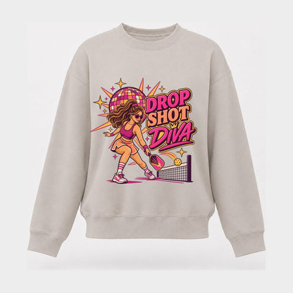 Drop Shot Diva Pickleball Life Women's Crewneck Sweatshirt – Beige