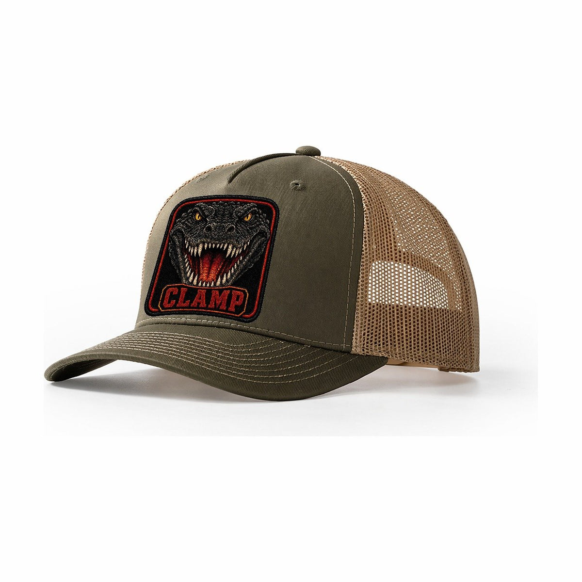 Alligator Clamp Badge Trucker Hat – Olive Khaki
