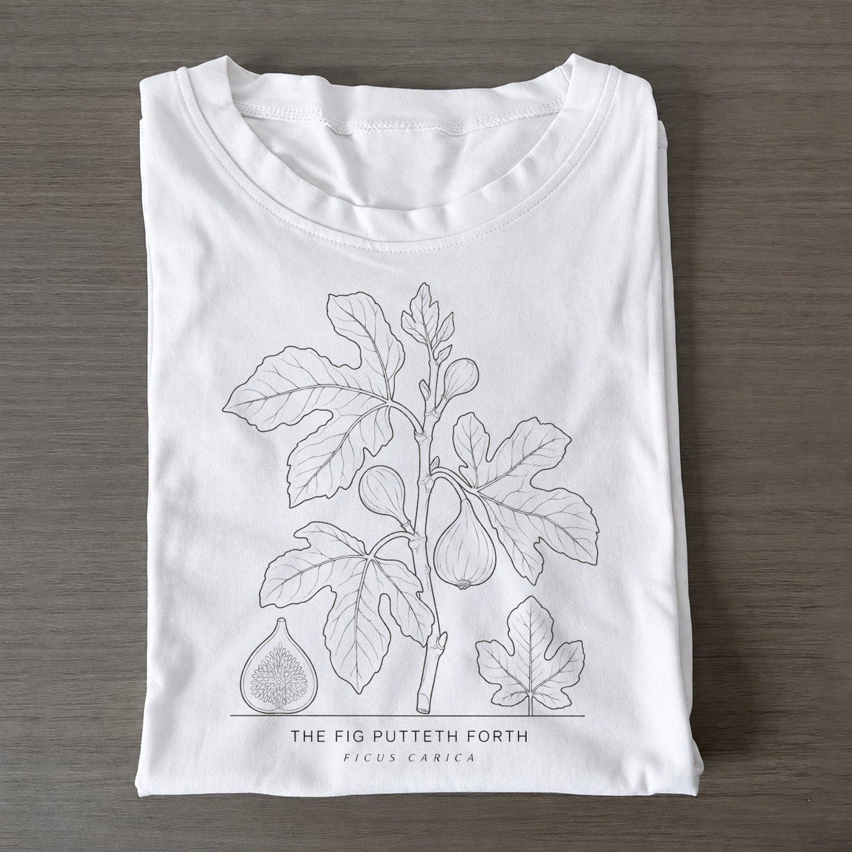 The Fig Putteth Forth Olive Line Classic T-shirt – White