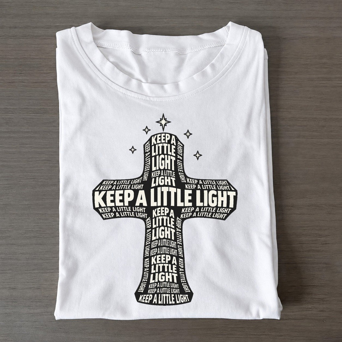 Cross Under Stars Phrase Silhouette Classic T-shirt – White