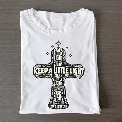 Cross Under Stars Phrase Silhouette Classic T-shirt – White