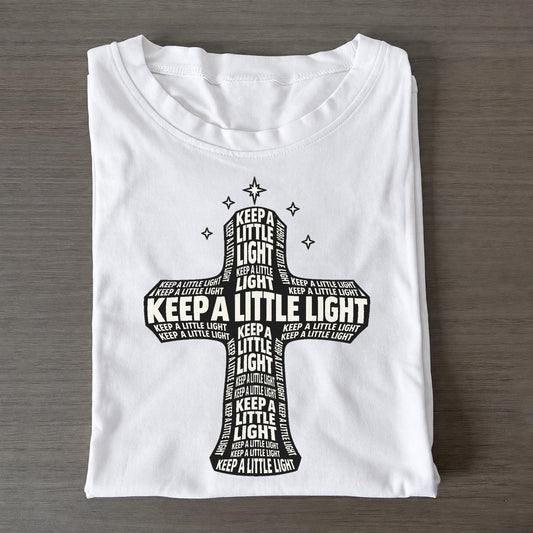 Cross Under Stars Phrase Silhouette Classic T-shirt – White