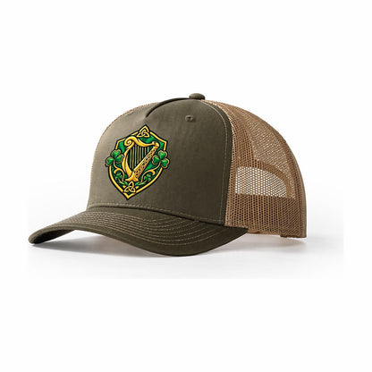 Ireland Minimal Emblem Country Logos Trucker Hat – Olive Khaki