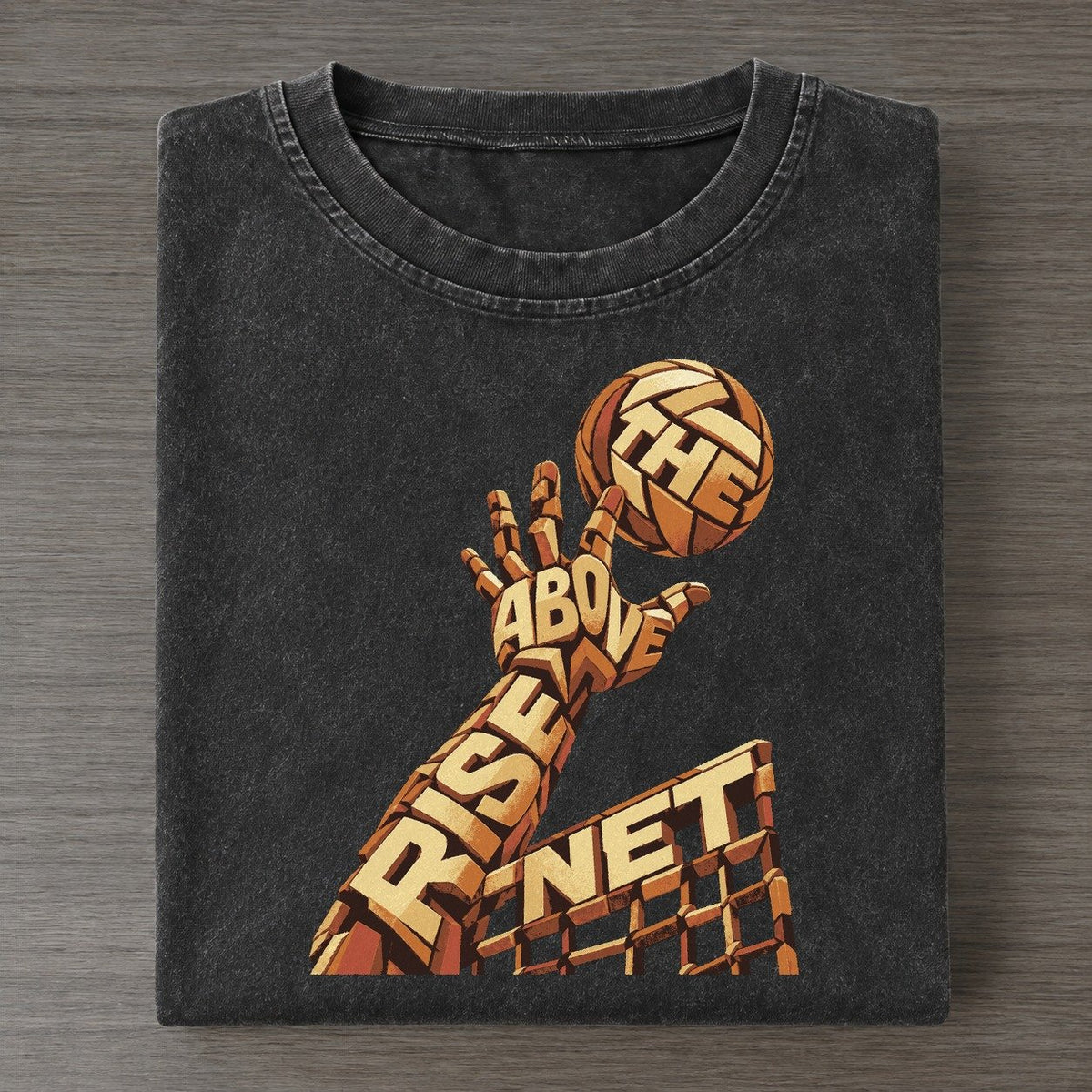 Volley At Net Letter Sculpture Vintage T-shirt – Black