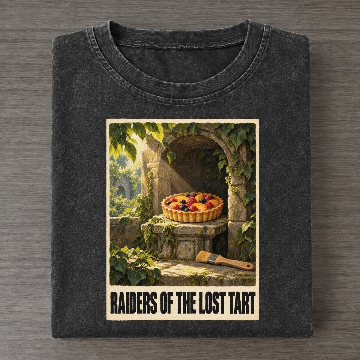 Raiders Of The Lost Tart Painted Pop Culture Pun Vintage T-shirt – Black