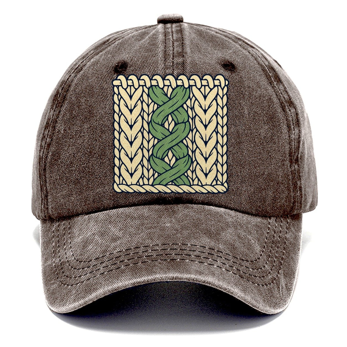 Cable Stitch Swatch Yarn Crafts Classic Cap – Brown