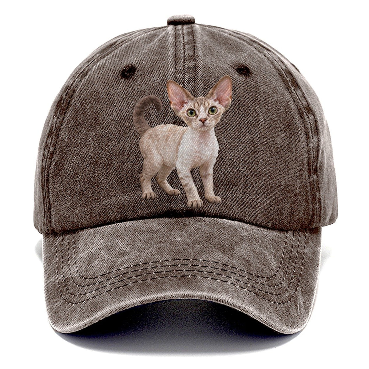 Devon Rex Standing Three Quarter Realistic Cat Portrait Classic Cap – Brown