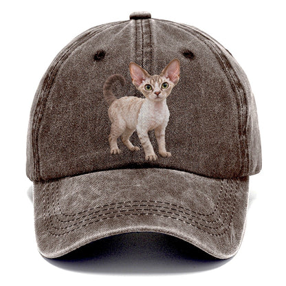 Devon Rex Standing Three Quarter Realistic Cat Portrait Classic Cap – Brown