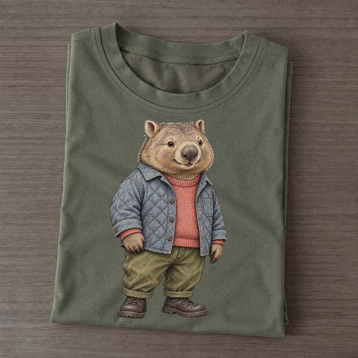 Common Wombat Wardrobe Portrait Wild Wardrobe Portraits Classic T-shirt – Army Green