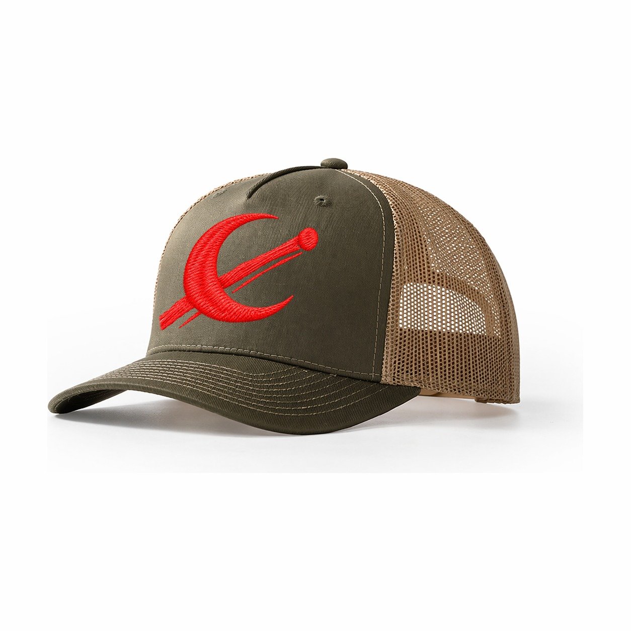 Crescent Meteor Pass Micro Motion Mark Trucker Hat – Olive-Khaki