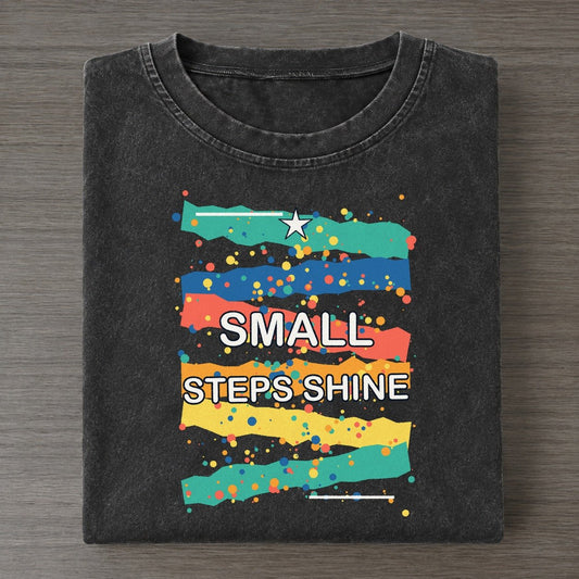 Small Steps Shine Colorburst Uplift Vintage T-shirt – Black