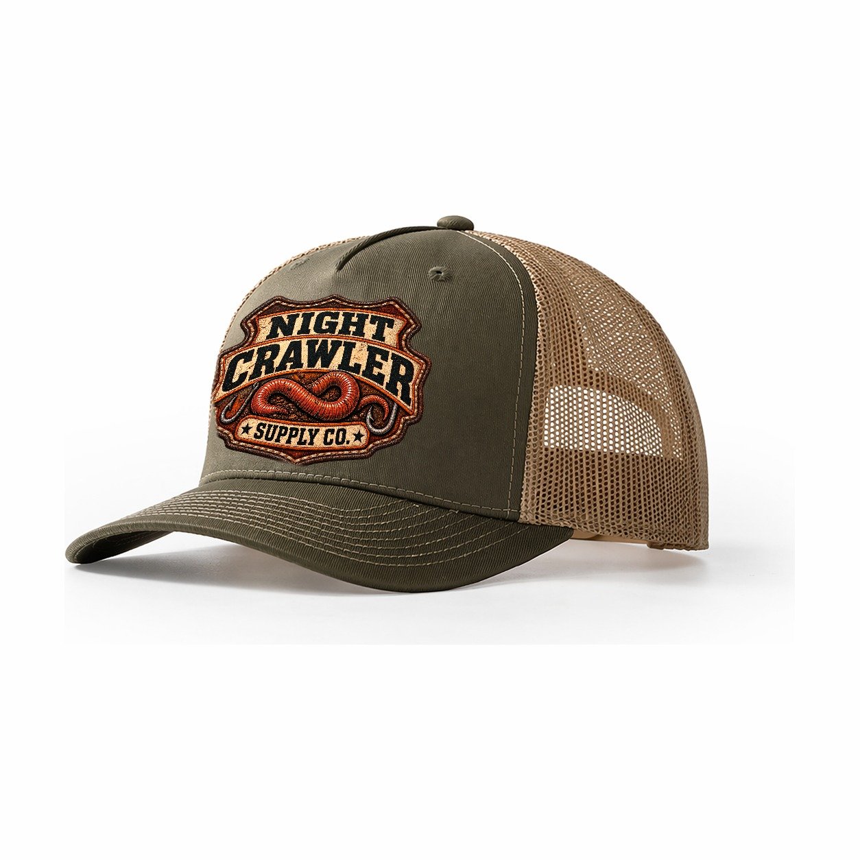 Night Crawler Supply Co Fishing Club Trucker Hat – Olive Khaki