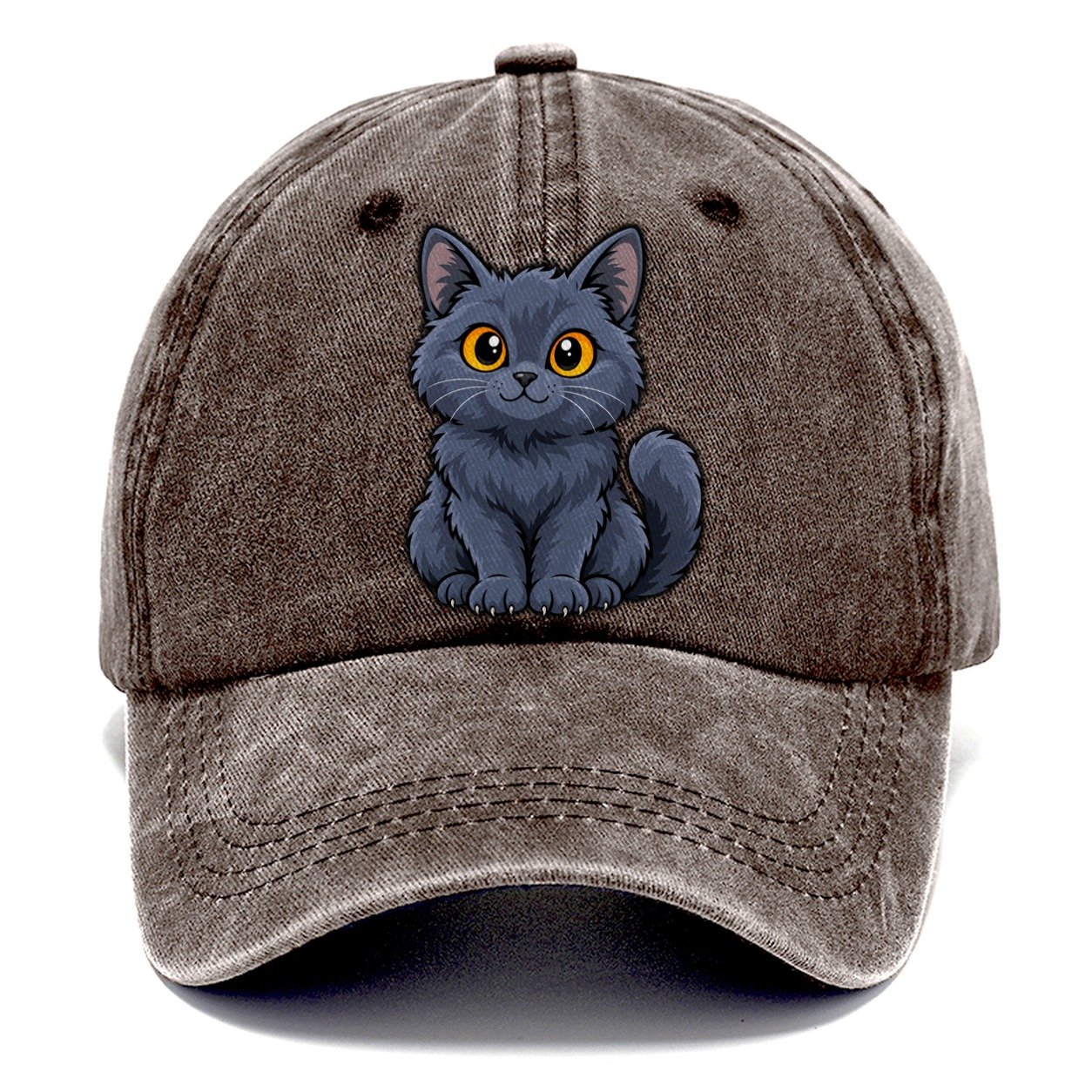 Chartreux Smiling Sit Peeking Cats Classic Cap – Brown