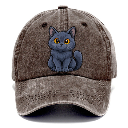 Chartreux Smiling Sit Peeking Cats Classic Cap – Brown