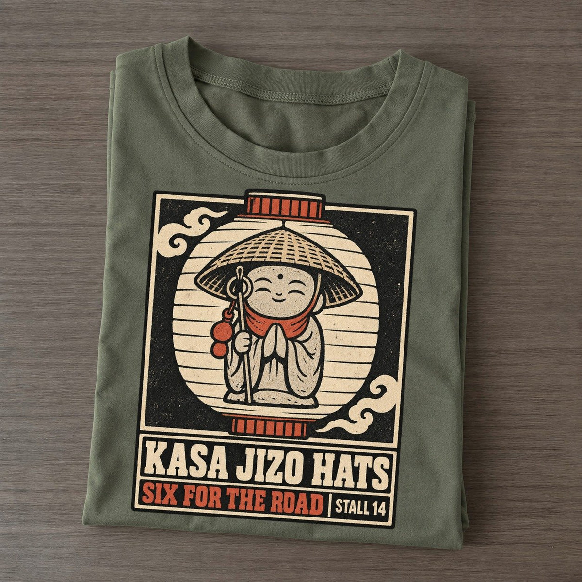 Kasa Jizo Hats Yokai Night Market Classic T-shirt – Army Green