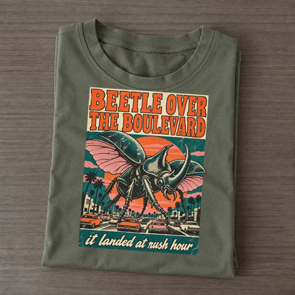 Beetle Over The Boulevard Drive In Monsters Classic T-shirt – Army Green