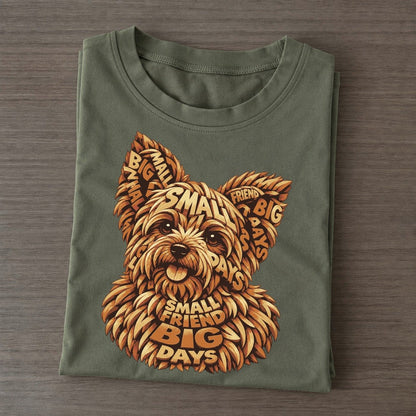Yorkie Fringe Face Letter Sculpture Classic T-shirt – Army Green