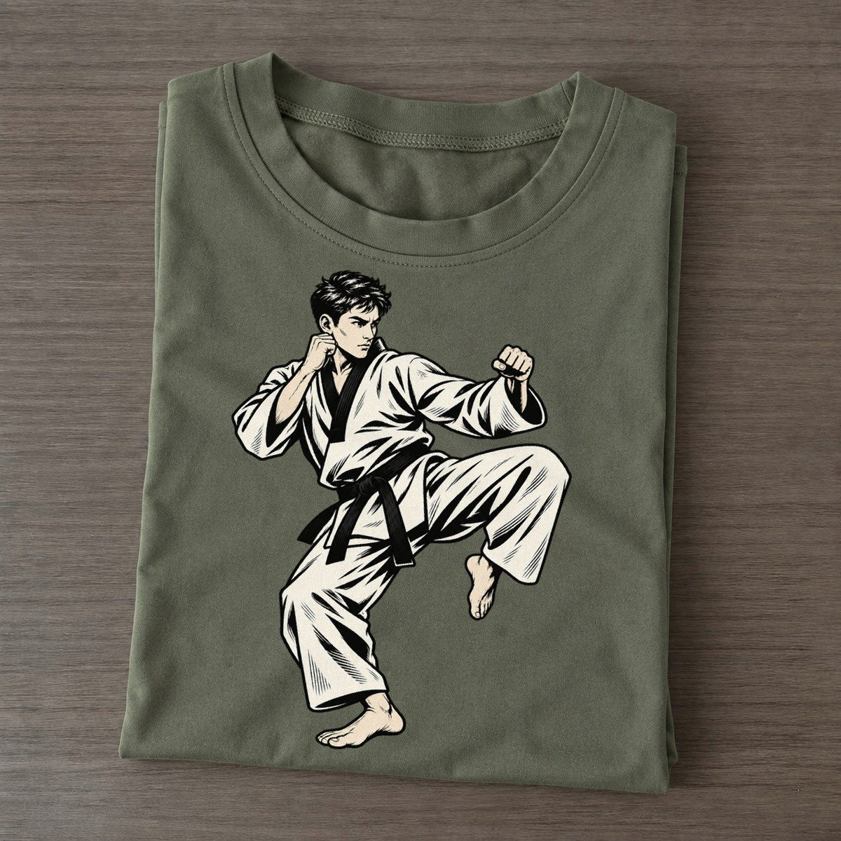 Taekwondo Guarded Counter Global Sports Ink Figures Classic T-shirt – Army Green