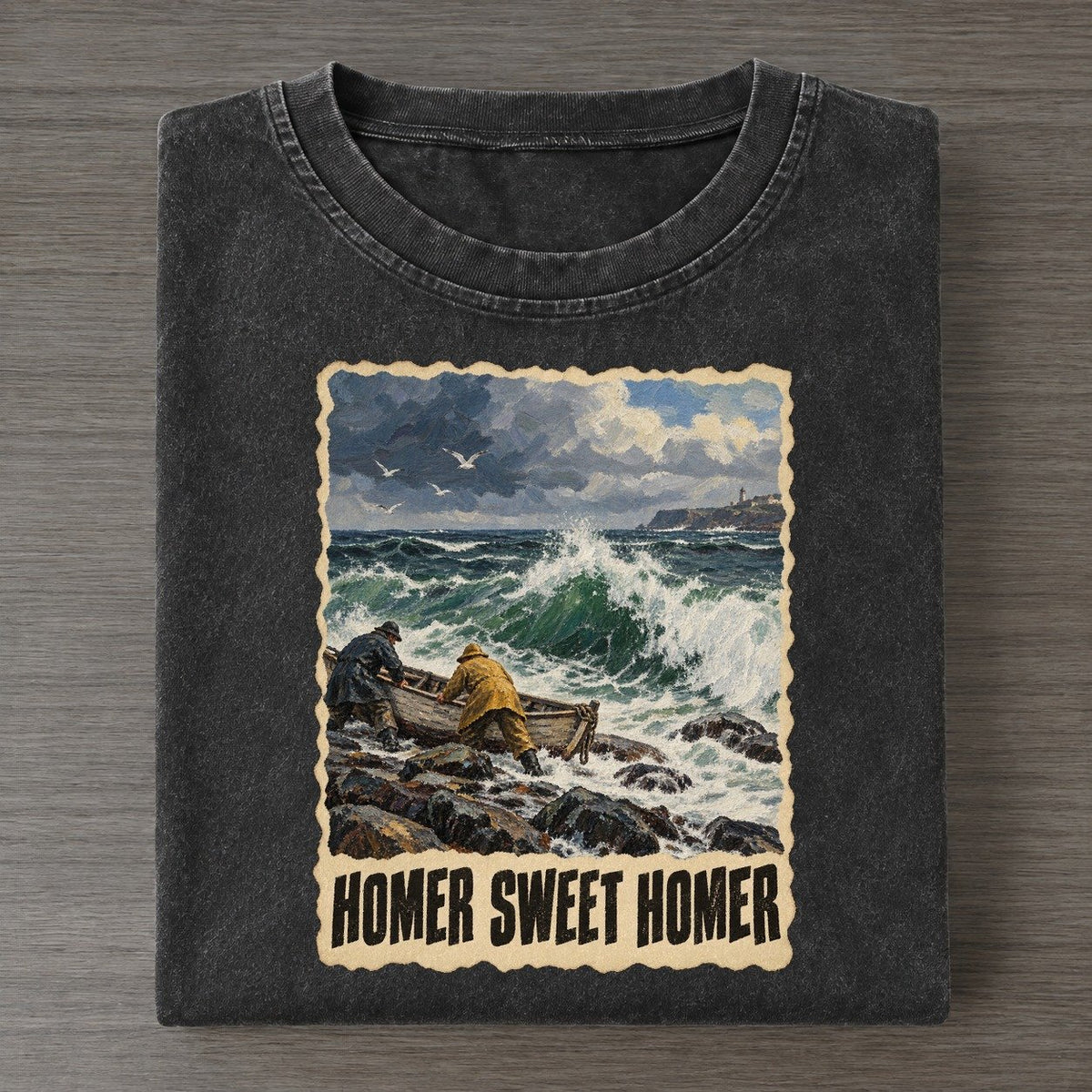 Homer Sweet Homer Breaking Surf Art Pun Vintage T-shirt – Black