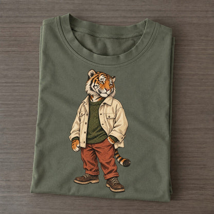 Bengal Tiger Wardrobe Portrait Wild Wardrobe Portraits Classic T-shirt – Army Green