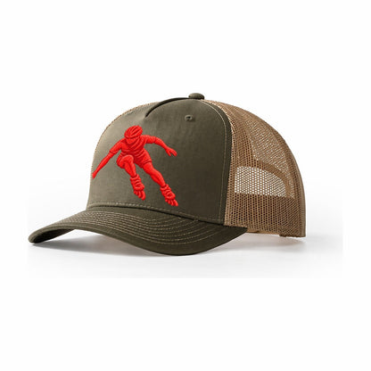 Inline Skater Deep Crossover Micro Motion Mark Trucker Hat – Olive-Khaki