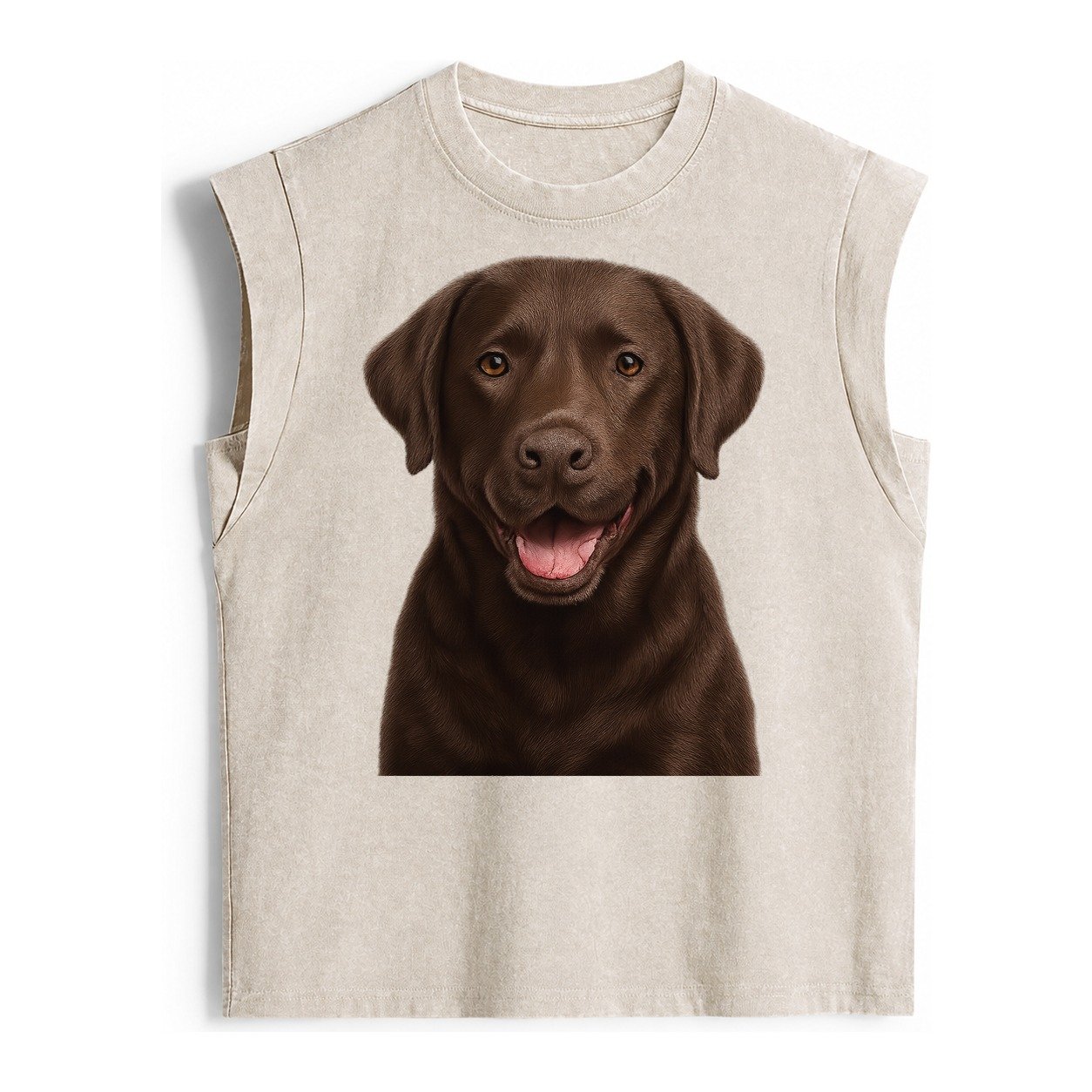Labrador Friendly Family Vintage Washed Tank – Beige