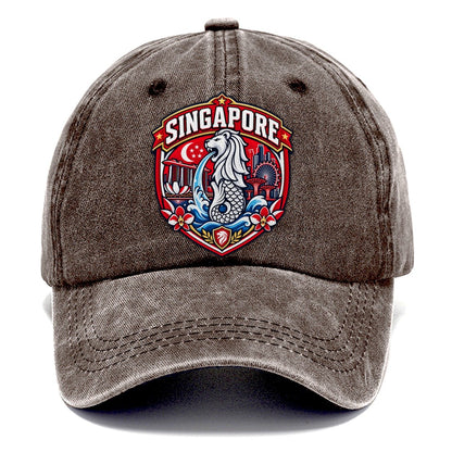 Singapore Retro Badge Country Logos Classic Cap – Brown