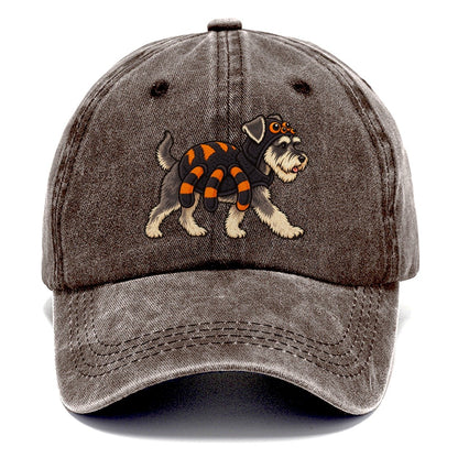 One Miniature Schnauzer In Halloween Costume Spider Costume With Four Extra Soft Plush Legs Halloween Dog Parade Classic Cap – Brown