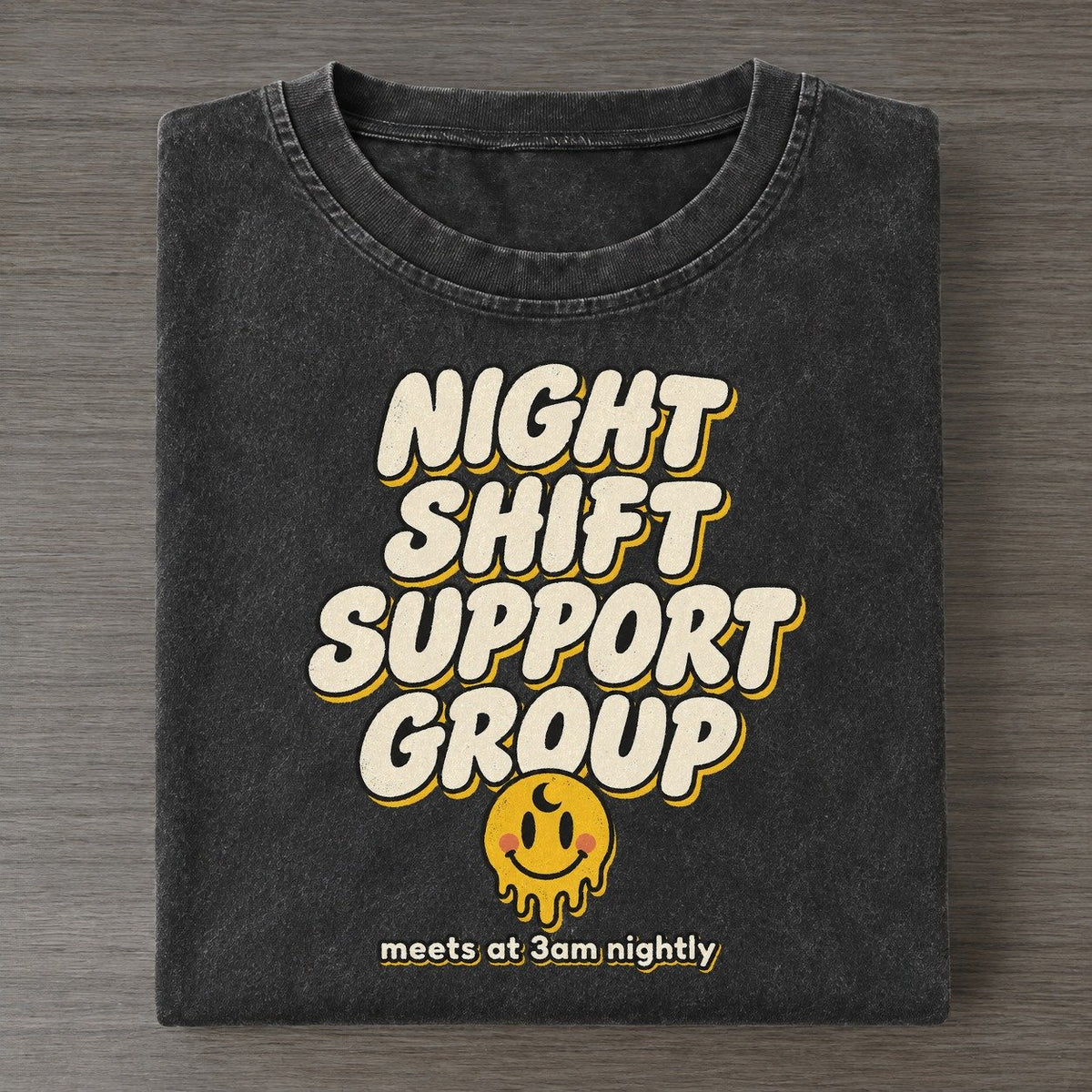 Night Shift Running On Fumes Club Vintage T-shirt – Black