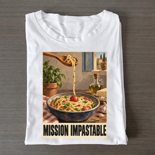 Mission Impastable Painted Pop Culture Pun Classic T-shirt – White
