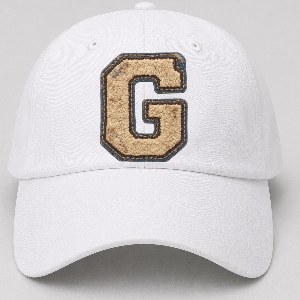 Varsity Chenille G Monogram Baseball Cap – White