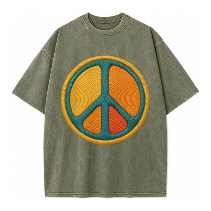 Golden Peace Vintage T-shirt – Army Green